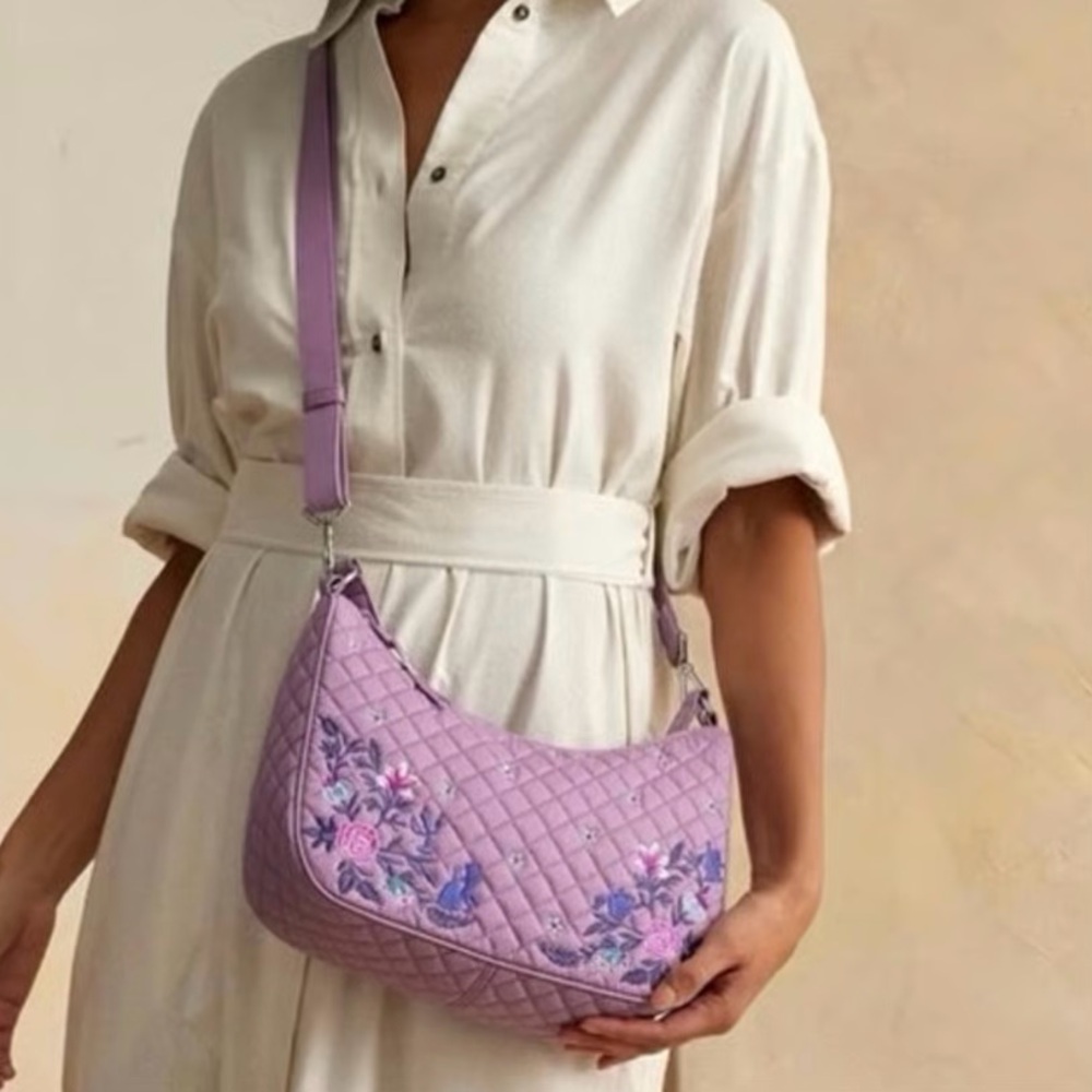 Vera Bradley Disney Frannie Crescent Crossbody Bag Literary Belle
